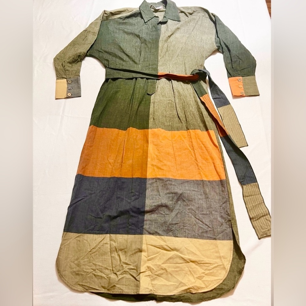 Anthropologie Conditions Apply - Hand Woven 100% Cotton Shirt dress M Exclusive - Picture 3 of 16